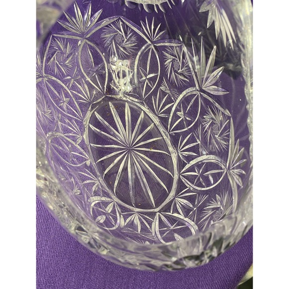 Vintage Lead Crystal Clear Cut Diamond Design Basket - Picture 13 of 15